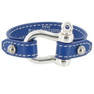 Bracelet Cuir et Manille Argent 925 - Classics - Bleu Navy