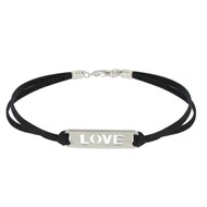 Bracelet Argent Love Lien en Suédine - Classics - Noir