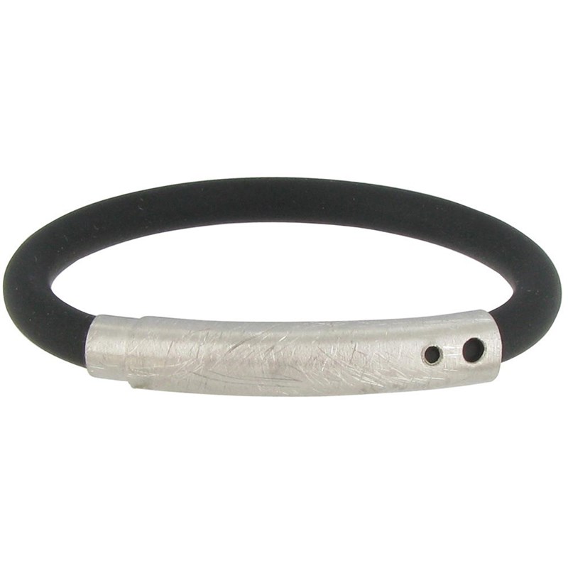Bracelet Argent Brossé et Silicone - Classics - Noir