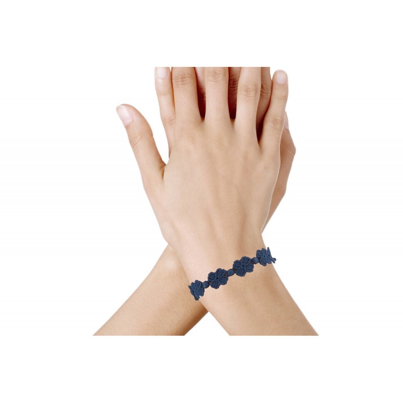 Cruciani Bracelet Dentelle 7 Trèfles Bleu Navy Femme Bracelet