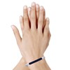 Bracelet Mixte Demi Jonc Laiton Rhodié et Cuir - Bleu Navy - vue V2