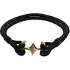 Bracelet Mixte Rhodium Plaqué Or Double Ancre et Cuir - 18cm Classics - Noir - vue V1