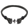 Bracelet Mixte en Argent 925 Rhodié Double Ancre et Cuir - 20cm - Gris - vue V1