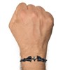 Bracelet Mixte en Argent 925 Rhodié Double Ancre et Cuir - 20cm - Gris - vue V2