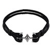 Bracelet Mixte en Argent 925 Rhodié Double Ancre et Cuir - 20cm - Noir - vue V1