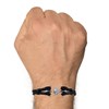 Bracelet Mixte en Argent 925 Rhodié Double Ancre et Cuir - 20cm - Noir - vue V2