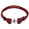 Bracelet Mixte en Argent 925 Rhodié Double Ancre et Cuir - 20cm - Rouge - vue V1