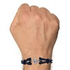Bracelet Mixte en Argent Rhodié Double Ancre et Cuir - 20cm - Bleu Navy - vue V2