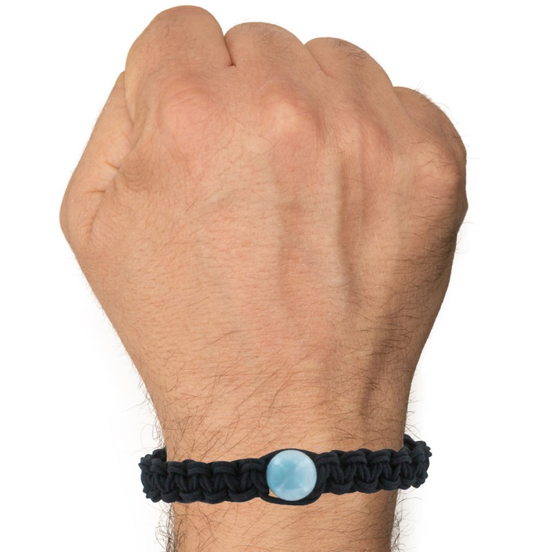 Bracelet Homme Shamballa Lien Tressé Noir et Perle de Larimar - vue 2