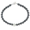 Bracelet Perles Hématites Facetées Grises et Boule à Facettes Cristal - vue V1
