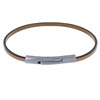 Bracelet Femme Cuir Simple Plat Fermoir Acier Inoxydable - Marron clair - vue V1