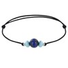 Bracelet Lien Perle de Lapis Lazuli Deux Anneaux de Larimar et d'Argent 925 - Noir - vue V1