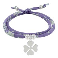 Bracelet Double Tour Lien Liberty et Trèfle Argent - Colors - Violet