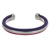 Bracelet Bicolore Laiton Rhodié et Cuir - Fuchsia - vue V1