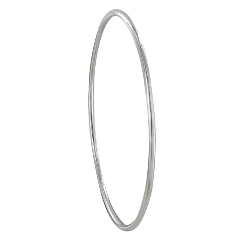 Bracelet Argent 925 Rhodié Jonc Très Fin Rond 6,2cm