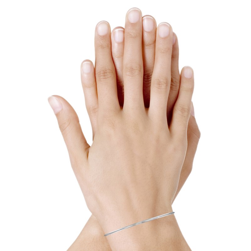 Bracelet Argent 925 Rhodié Jonc Très Fin Rond 6,2cm - vue 3