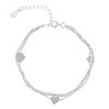 Bracelet Argent 925 Trois Rangs et Coeurs - vue V1