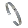 Bracelet Argent 925 Rhodié Demi Jonc Plat et Un Strass - vue V1