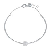 Bracelet Argent 925 Rhodié Demi Jonc et Perle