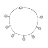 Bracelet Argent 925 Rhodié Breloques Strass Rond