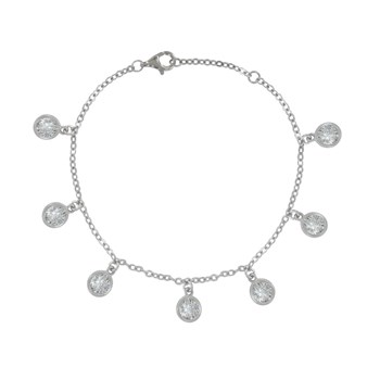 925 Rhodium Zilveren Armband Ronde Strass Bedels