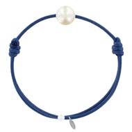 Bracelet La Perle de Culture Blanche des Poulettes - Colors - Bleu Jean