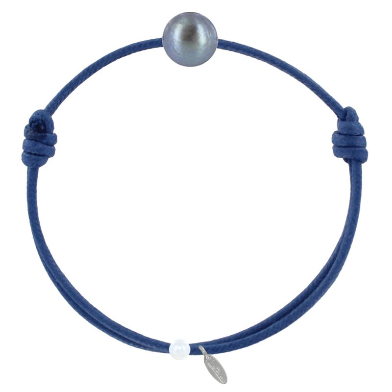 Bracelet La Perle de Culture Noire des Poulettes - Colors - Bleu Jean