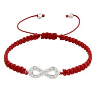 Bracelet Argent 925 Infini et Strass Lien Tréssé - Classics - Rouge