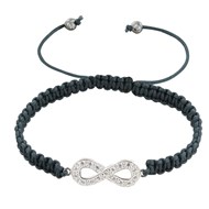 Bracelet Argent 925 Infini et Strass Lien Tréssé - Classics - Gris