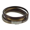 Bracelet Cuir Trois Lanières Or Argent Bronze Fermoir Acier Inoxydable - vue V1