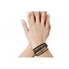 Bracelet Cuir Trois Lanières Or Argent Bronze Fermoir Acier Inoxydable - vue V2