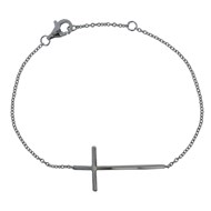 Bracelet Argent 925 Rhodié Grande Croix