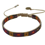 Bracelet Tolowa Perles et Lien Tréssé Beige - Classics - Orange