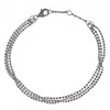 Bracelet Argent 925 Rhodié Trois Rangs et Perles à Facettes - vue V1