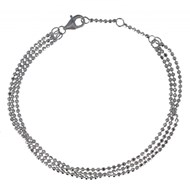 Bracelet Argent 925 Rhodié Trois Rangs et Perles à Facettes
