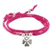 Bracelet Double Tour Lien Etoiles et Trèfle Argent 925 - Colors - Fuchsia - vue V1