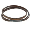 Bracelet Femme Cuir Marron Clair et Chiné Marron Deux Liens - vue V1