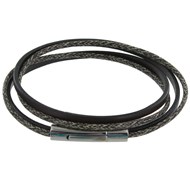 Bracelet Femme Cuir Marron Foncé et Chiné Marron Deux Liens