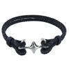 Bracelet Mixte Argent 925 Rhodié Double Ancre et Cuir - 18cm Classics - Bleu Navy - vue V1