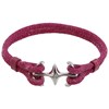 Bracelet Mixte Argent Rhodié Double Ancre et Cuir - 18cm Colors - Fuchsia - vue V1