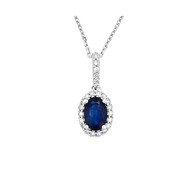Pendentif Or Blanc - Diamants 0 -09 carats et Saphir 0 -6 carats Courtoisie