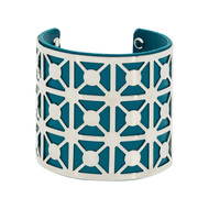 Manchette Cayenne finition argentée simili cuir bleu