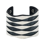 Manchette Seattle finition argentée simili cuir bleu