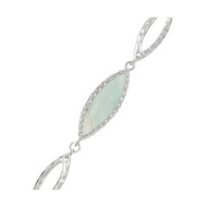 Bracelet laiton argenté monté d'une amazonite verte Clémence
