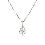 Pendentif Or Blanc et oxydes de zirconium Petit Trèfle