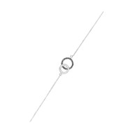 Bracelet laiton argenté orné de cristaux Bi Circles & Hématite