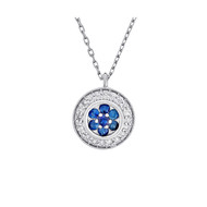 Collier Or Blanc - Diamants 0 -07 carats et Saphir 0 -18 carats Bouclier