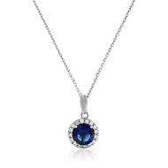 Pendentif Or Blanc et oxydes de zirconium Bleu merveilleux