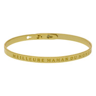 Bracelet Jonc à message Laiton doré MEILLEURE MAMAN DU MONDE