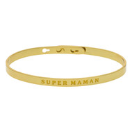 Bracelet Jonc à message Laiton doré SUPER MAMAN